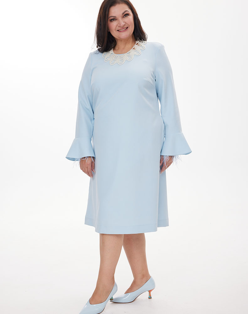 S980 Платье Бэлла Цвет: голубой для женщин большого размера с доставкой по Москве и России