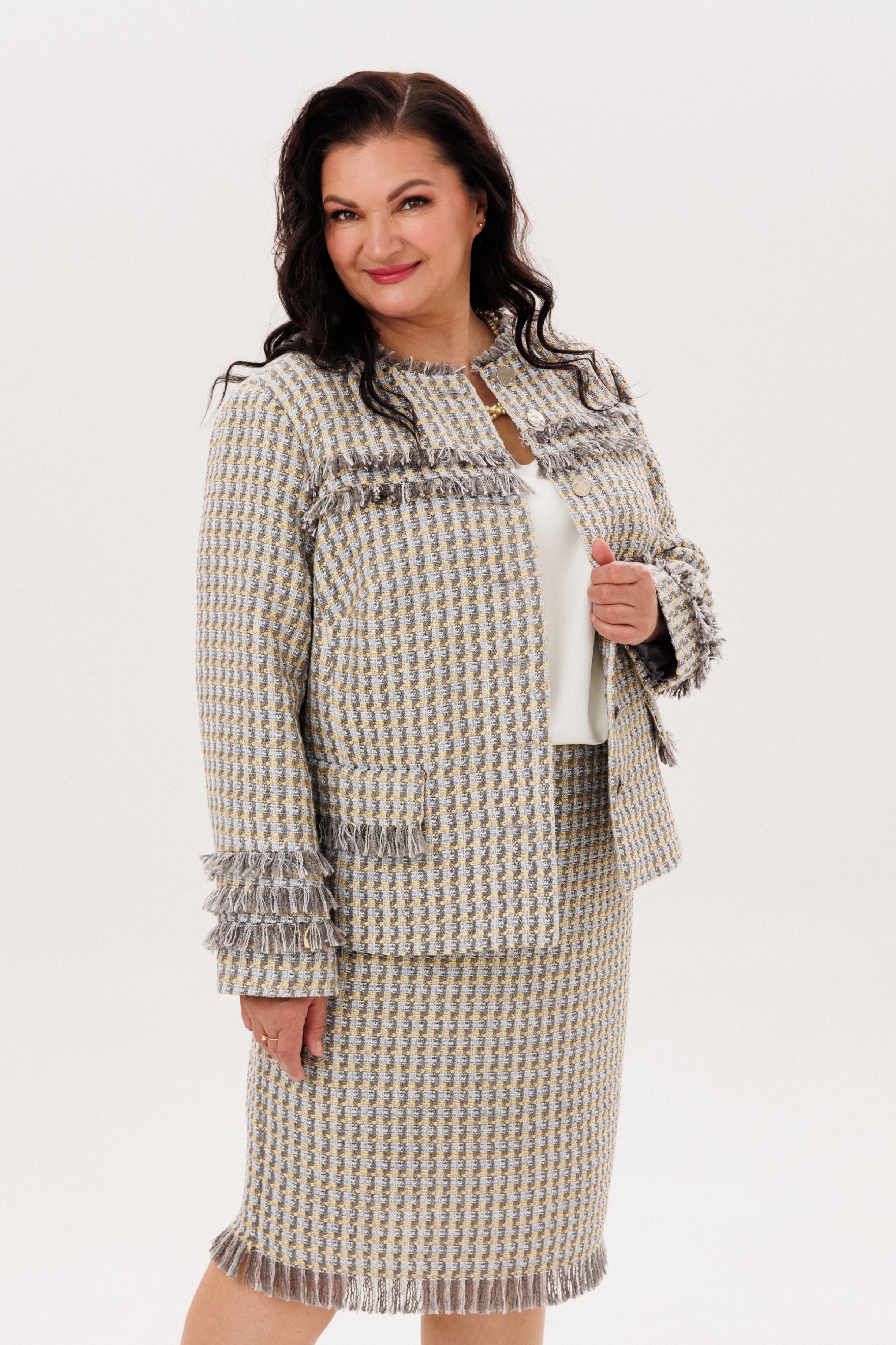 А1161 Костюм Франк серый меланж для женщин большого размера с доставкой по Москве и России