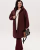 А1033 Пальто Кассия бургунди С80 для женщин большого размера с доставкой по Москве и России