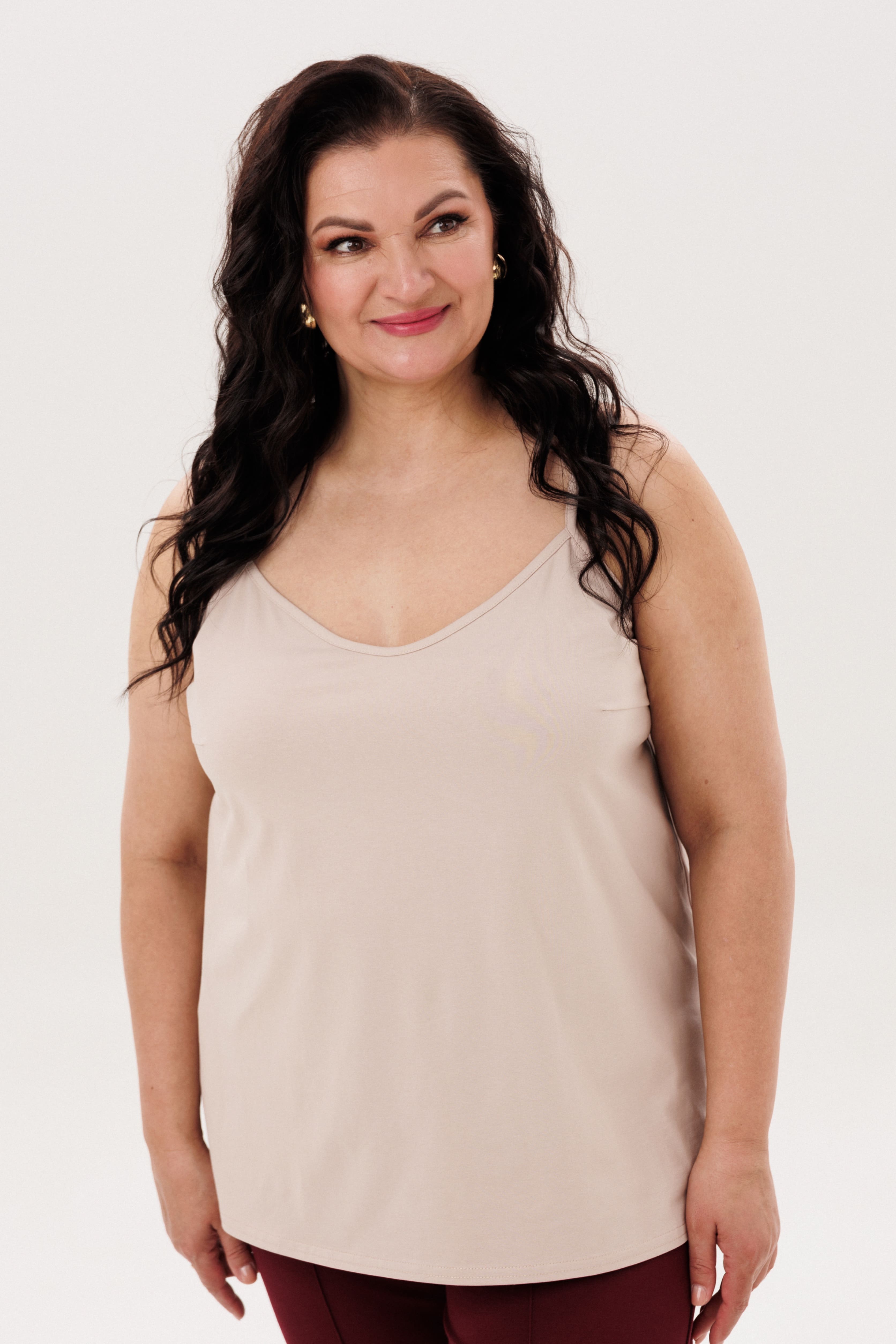 А758/К Топ базовый бежевый для женщин большого размера с доставкой по Москве и России