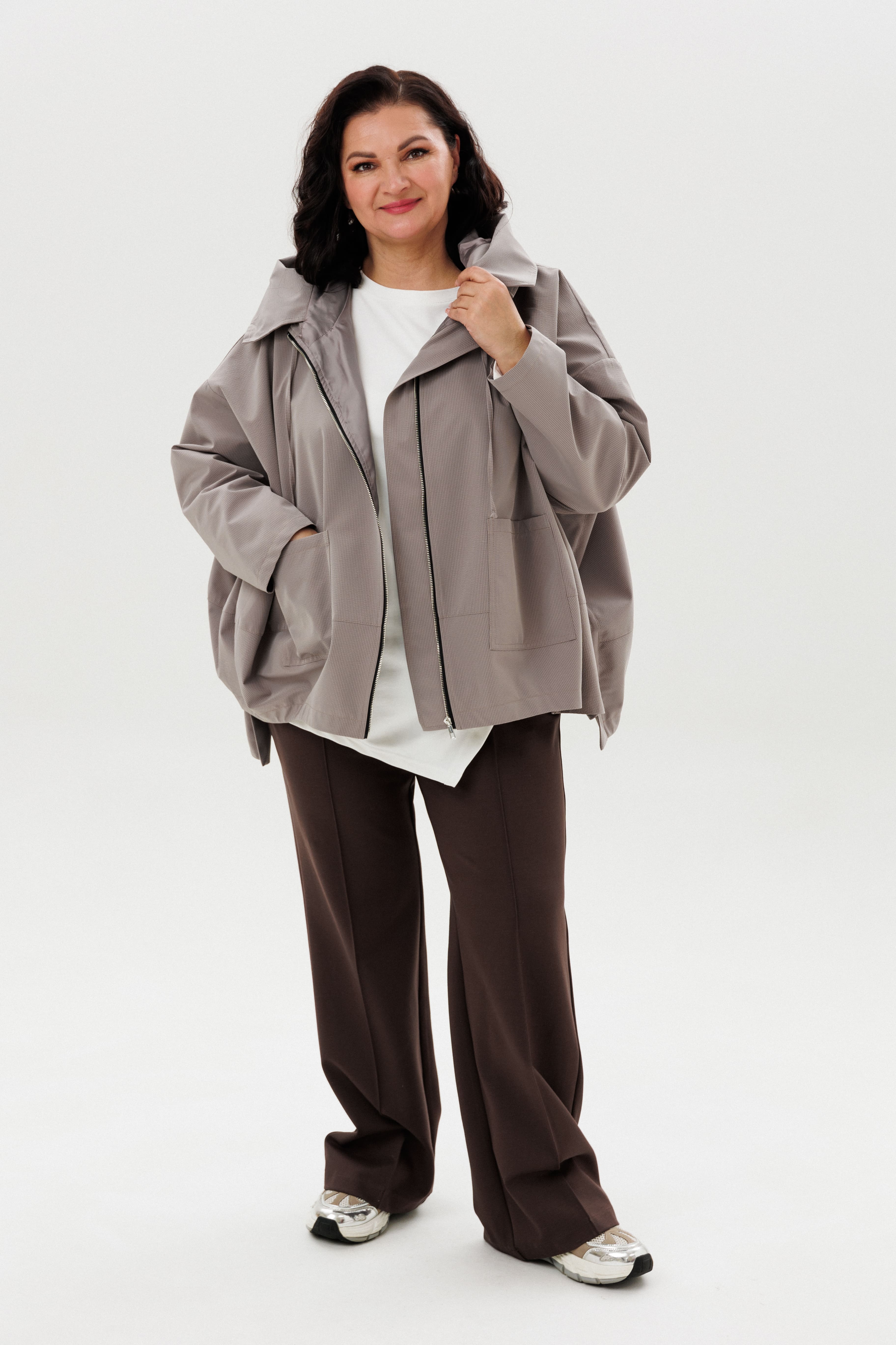 А511/3 Ветровка Темми кофейный для женщин большого размера с доставкой по Москве и России