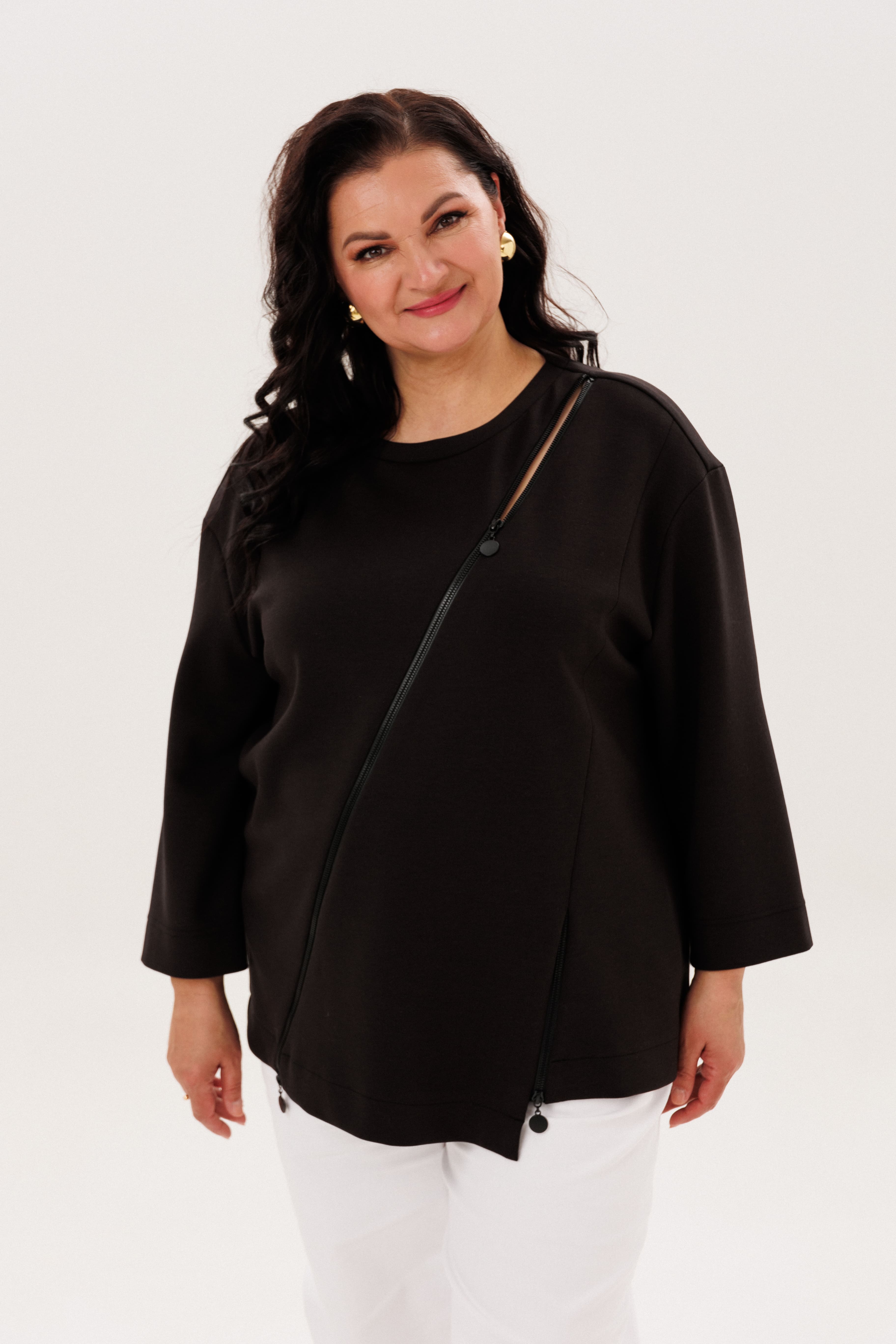 А1142 Джемпер Меланья черный для женщин большого размера с доставкой по Москве и России