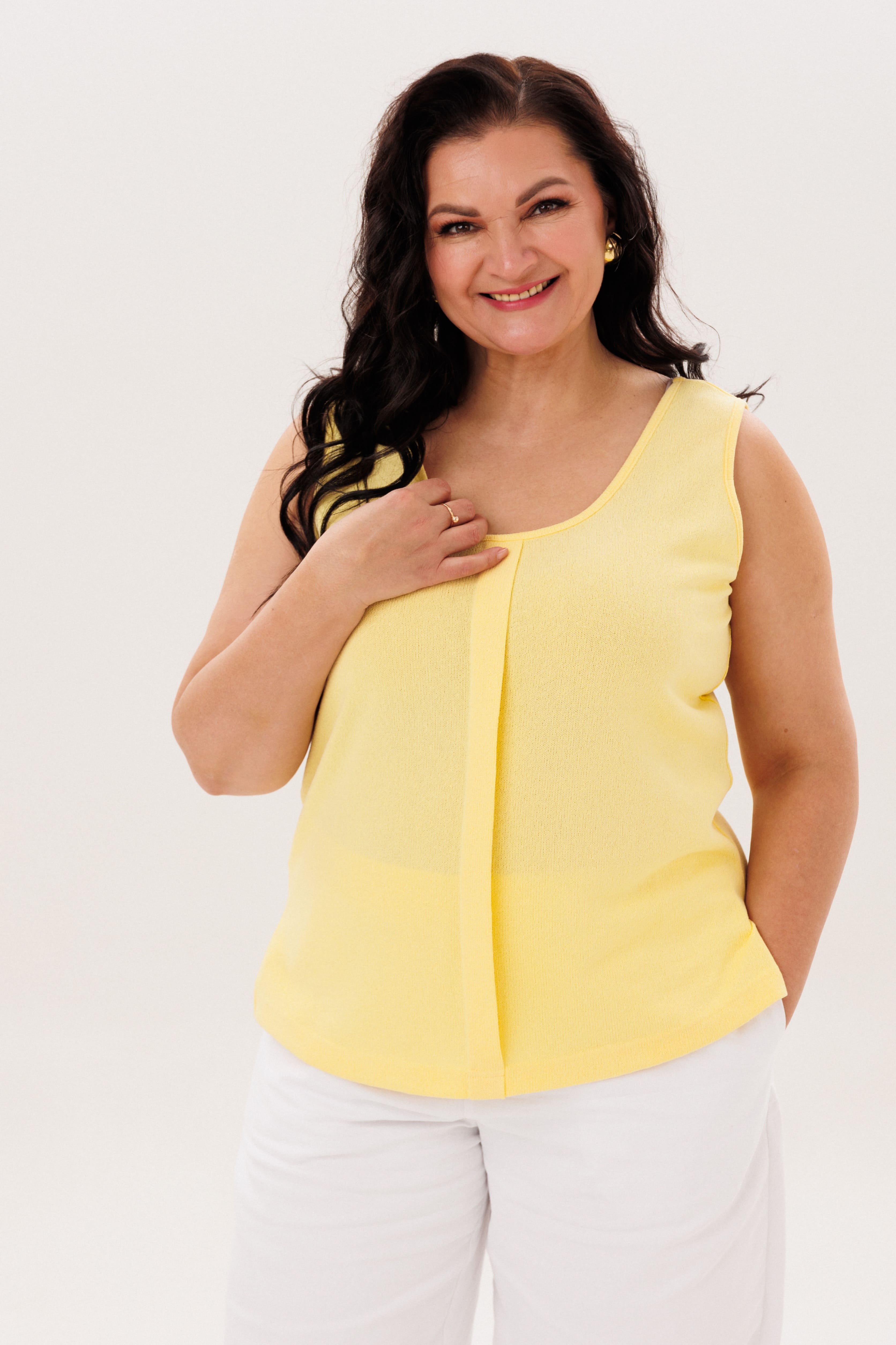 А856/2 Майка Аиша нежно-желтый для женщин большого размера с доставкой по Москве и России