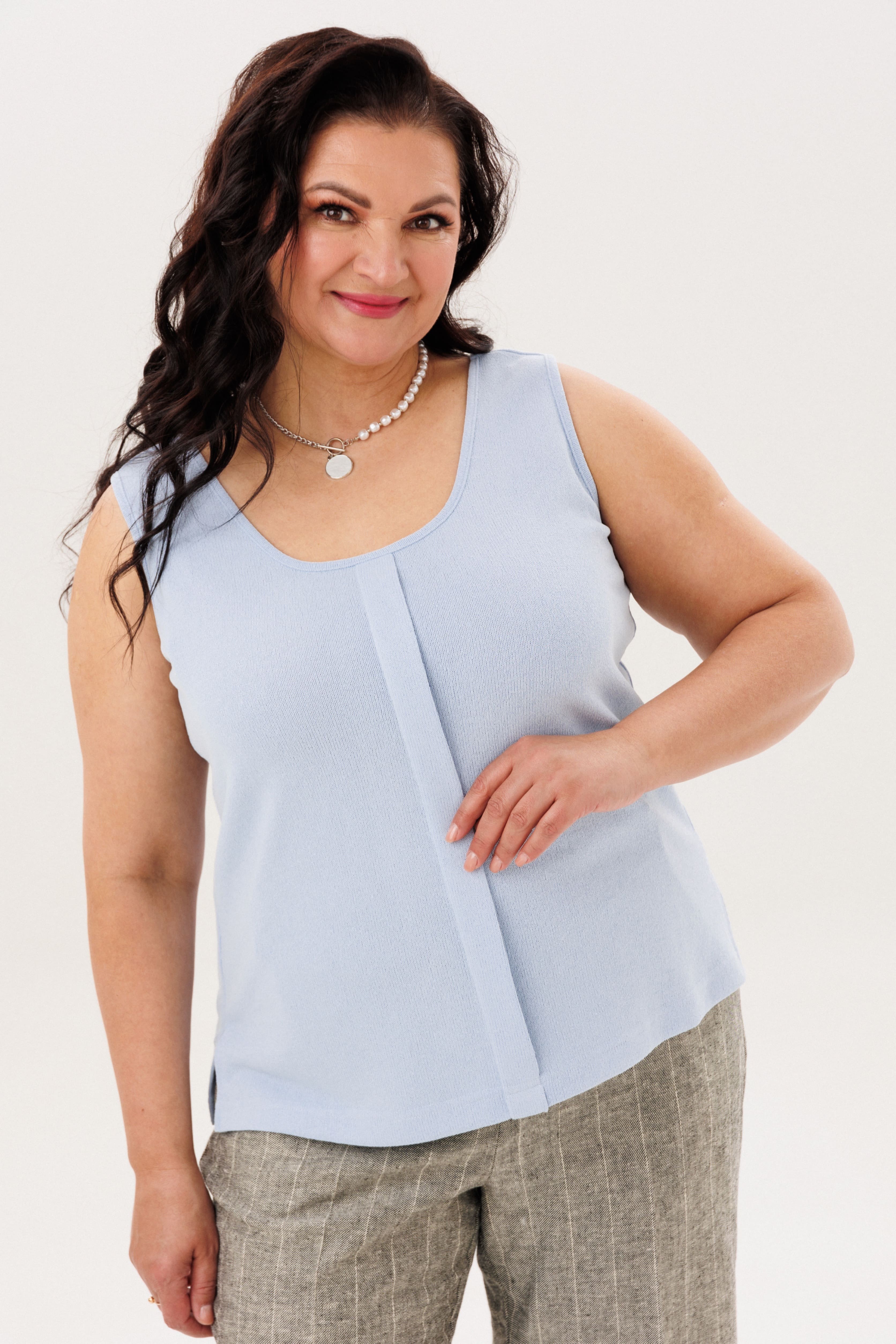 А856/2 Майка Аиша нежно-голубой для женщин большого размера с доставкой по Москве и России