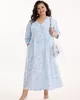 А936/1 Платье Урсула голубой принт цветы для женщин большого размера с доставкой по Москве и России