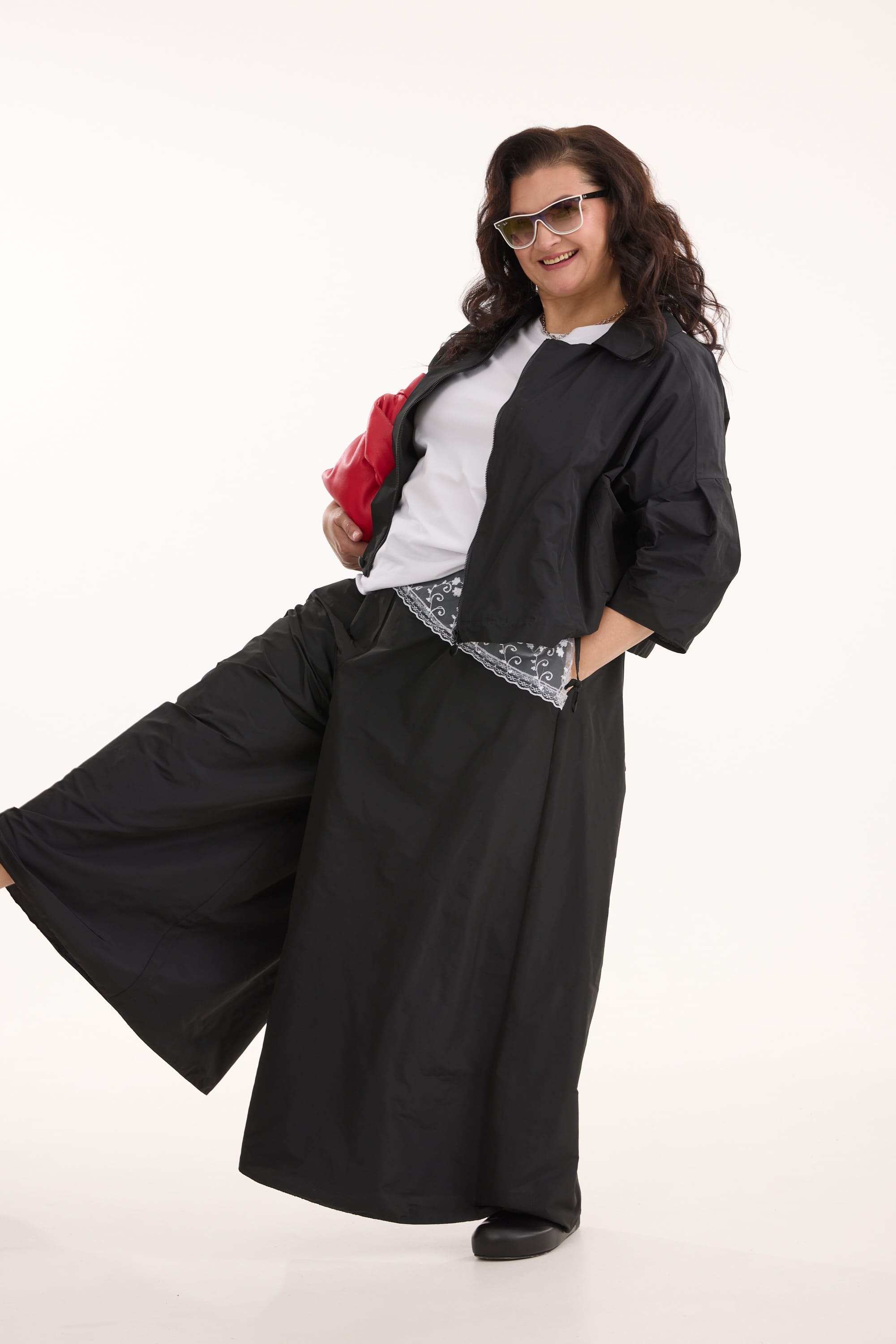 А1192 Брюки Клара черный для женщин большого размера с доставкой по Москве и России