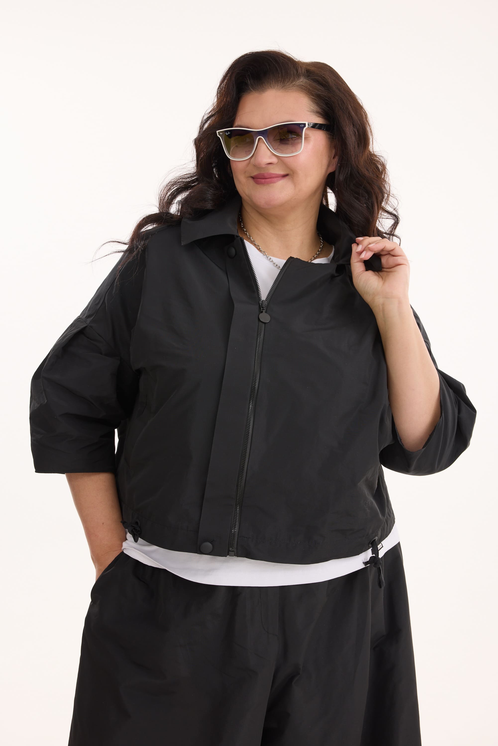 А1202 Блейзер Мони черный для женщин большого размера с доставкой по Москве и России