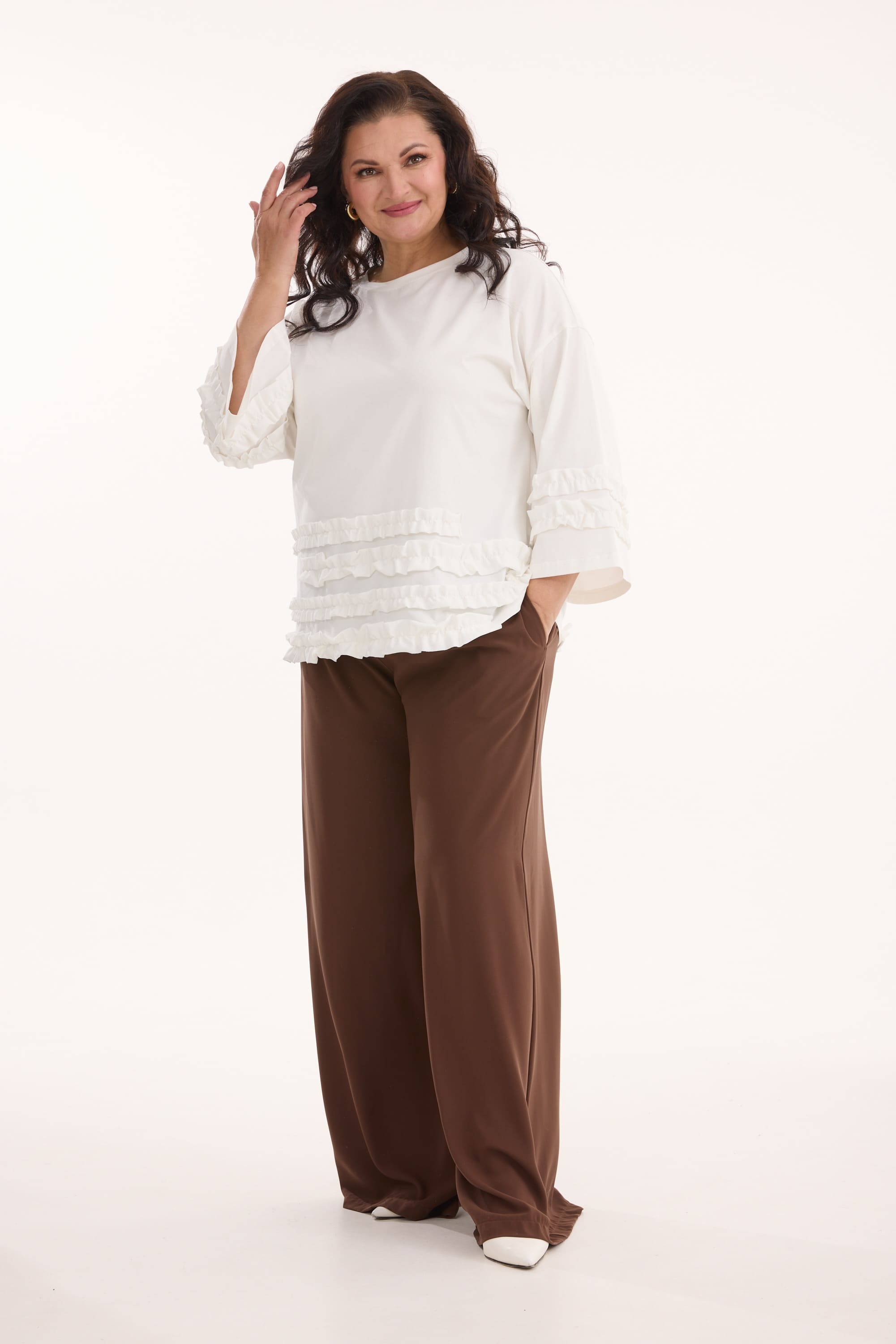 А1199 Свитшот Нюша молочный для женщин большого размера с доставкой по Москве и России