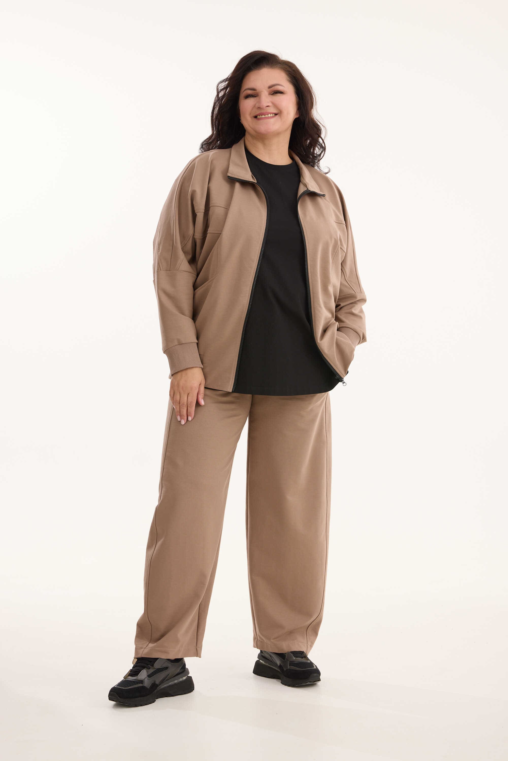 А1200 Костюм Сантана кофейный для женщин большого размера с доставкой по Москве и России