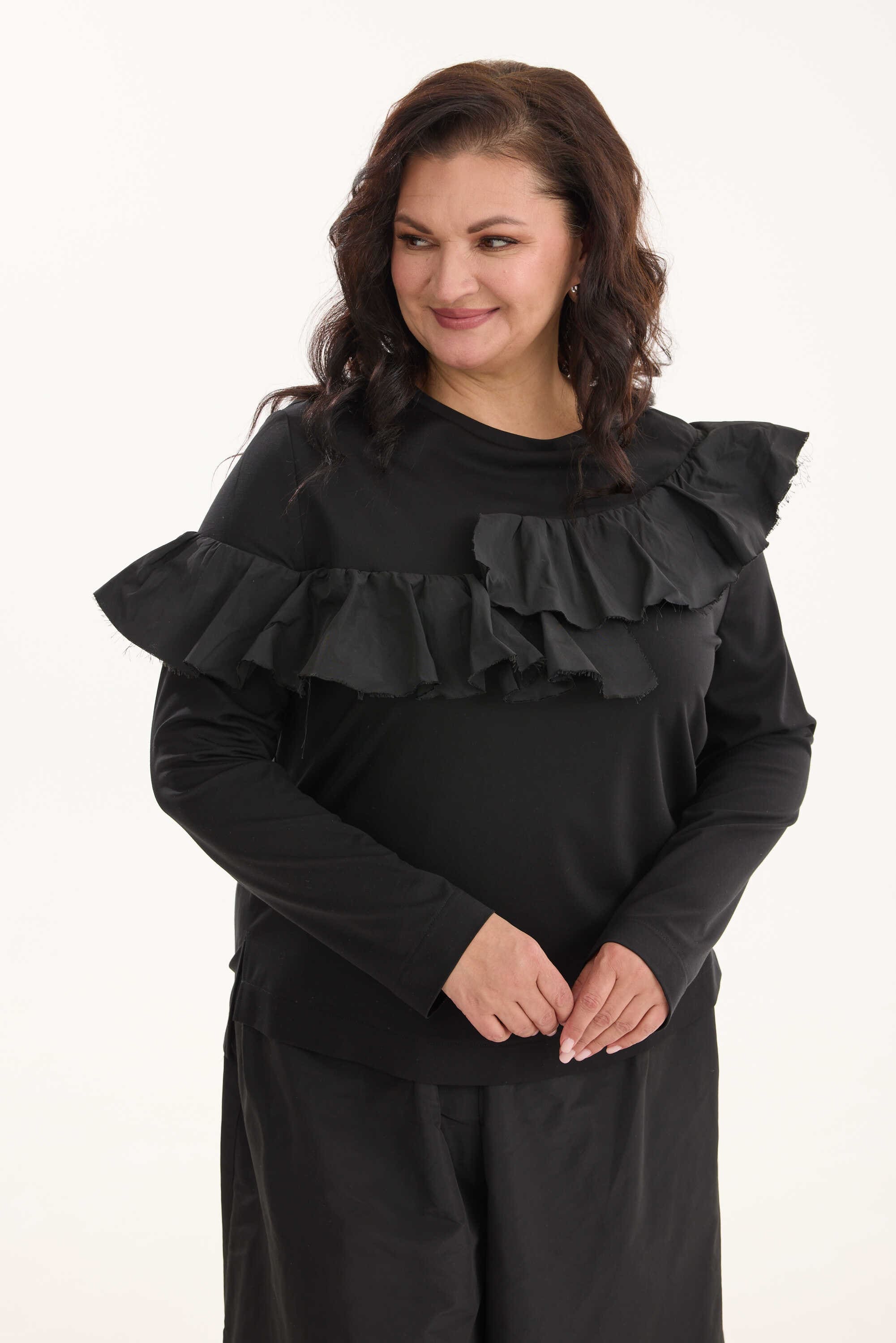 А1172 Блуза Лэси черный для женщин большого размера с доставкой по Москве и России