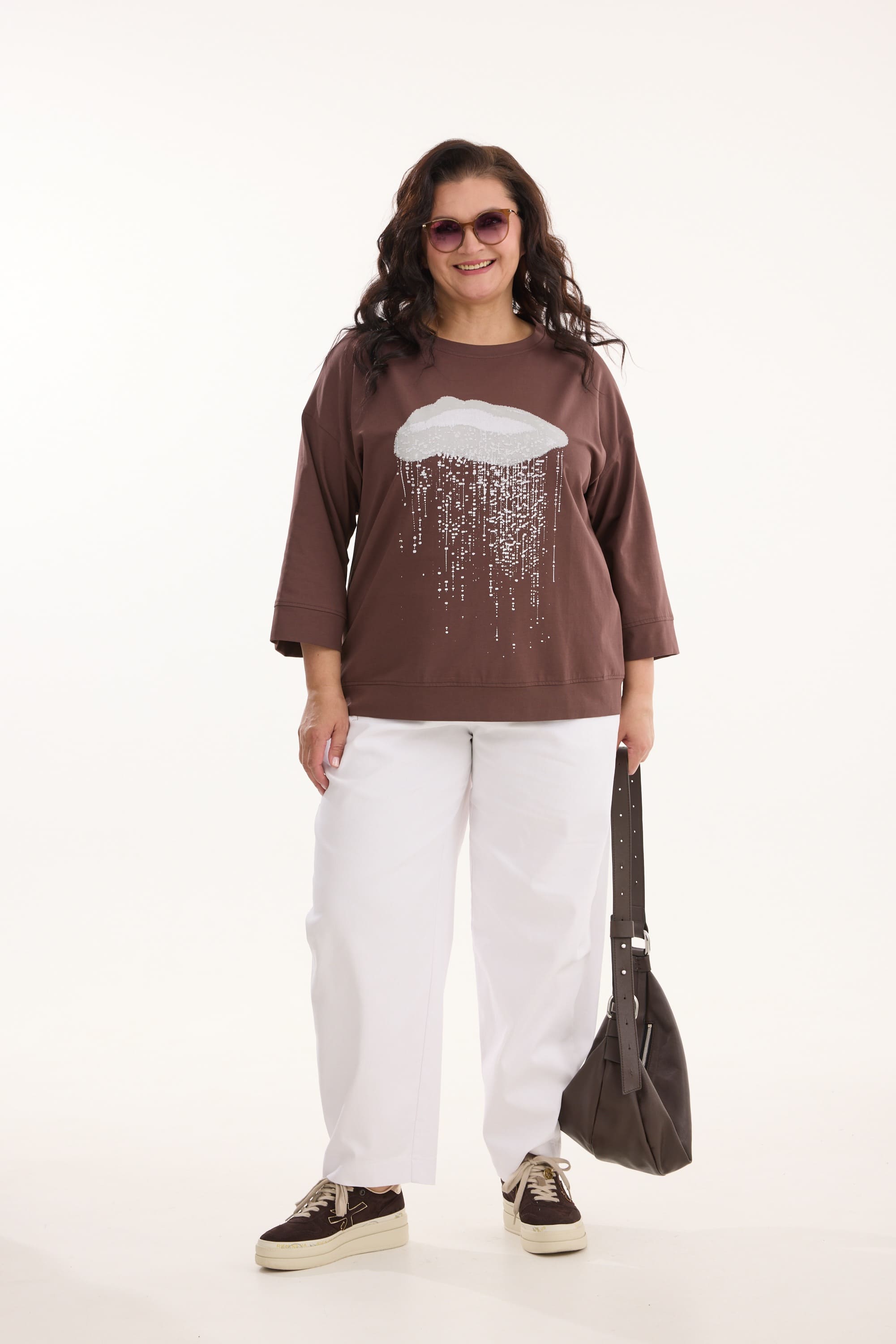 А1042/К Футболка Сейдж шоколадный для женщин большого размера с доставкой по Москве и России